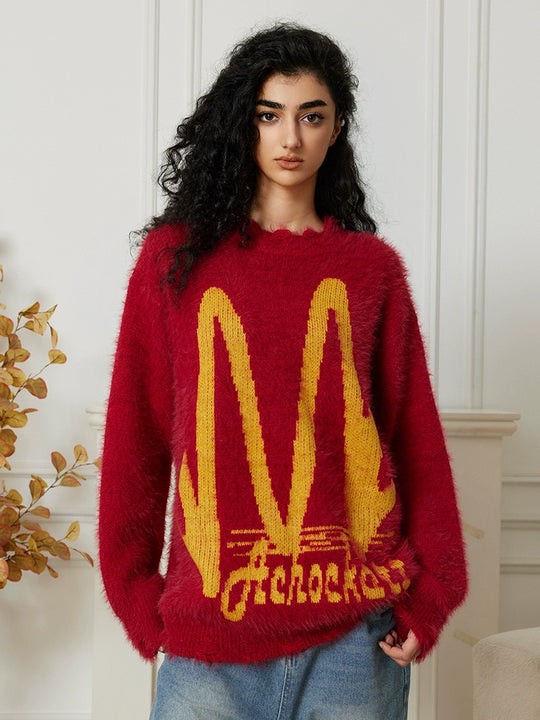 Achock M Letter Knit Sweater