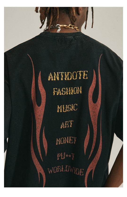 ANTIDOTE Flame Spade Print Tee