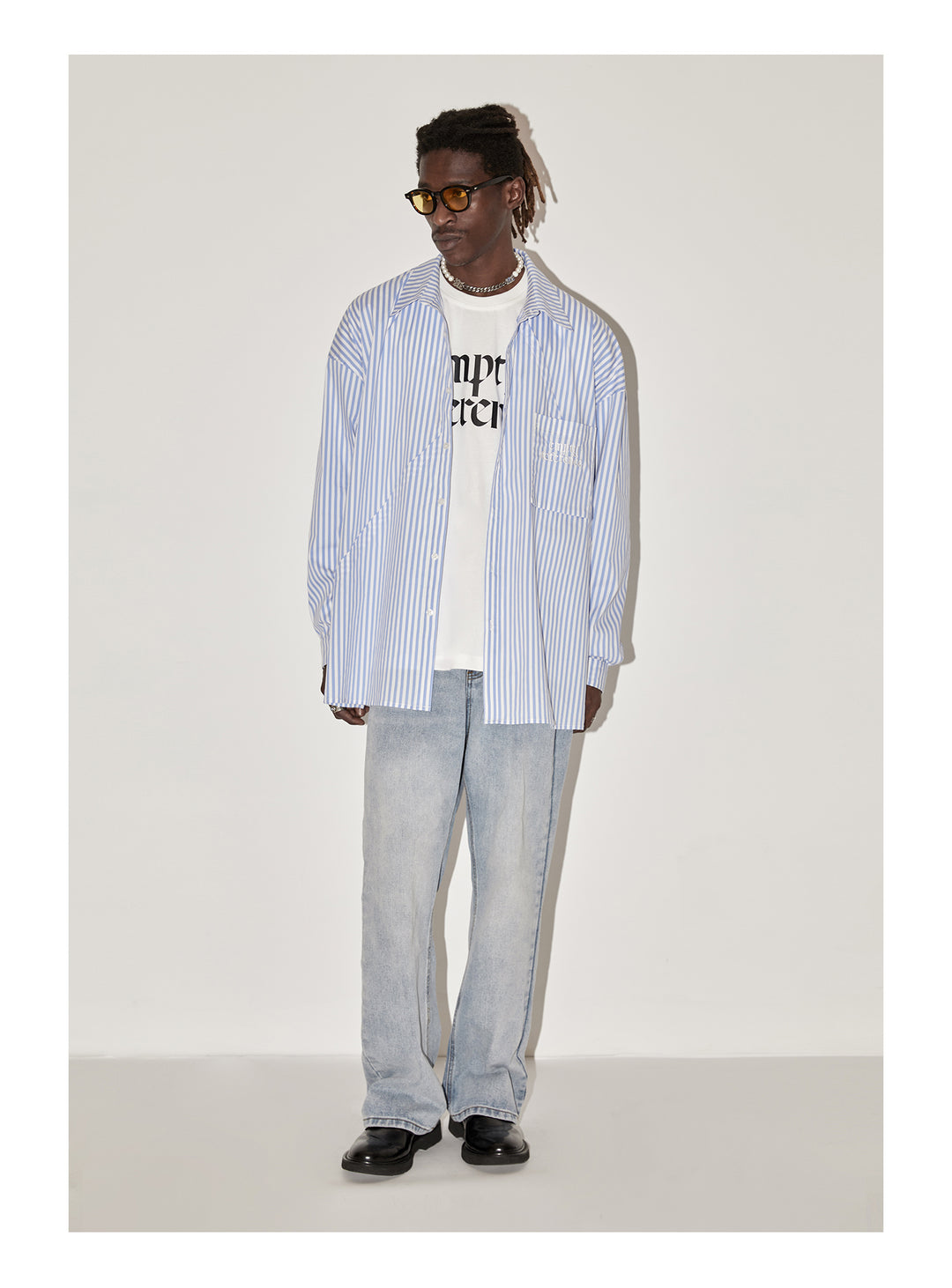 EMPTY REFERENCE Stripes Structured Long Sleeved Shirt