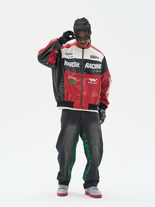 The Harsh and Cruel Biker Stand Up Collar Racing Suit Faux Leather Jacket is a stylish biker-inspired jacket available in black, green, blue, and red colors. It features a stand-up collar, racing suit-inspired design, and is made of faux leather material. The jacket is offered in sizes S through XXL and is priced at $145. Additional details on the product's features and construction are not provided in the given information.