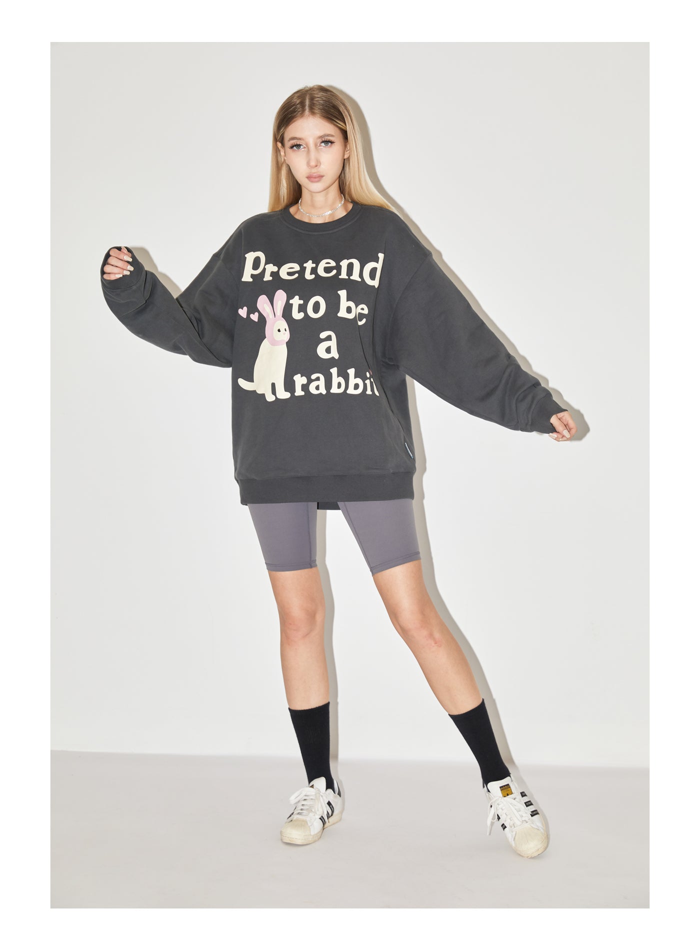 EMPTY REFERENCE Rabbit Kitten Print Sweatshirts