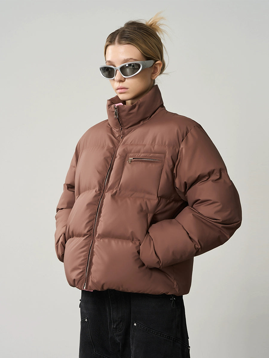 Harsh and Cruel Contrast Zipper Padded Down Jacket