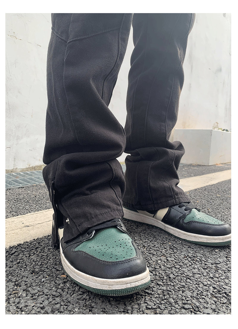 Button Black Flared Jeans