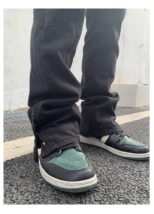 Button Black Flared Jeans