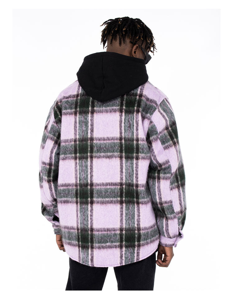 Create & Destroy Embroidered Plaid Shirt Jacket