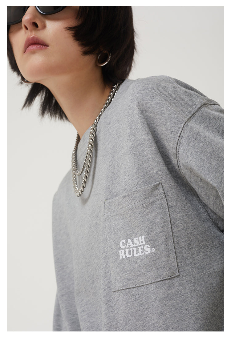 Cashrules Pocket Logo Print Long Sleeved Tee
