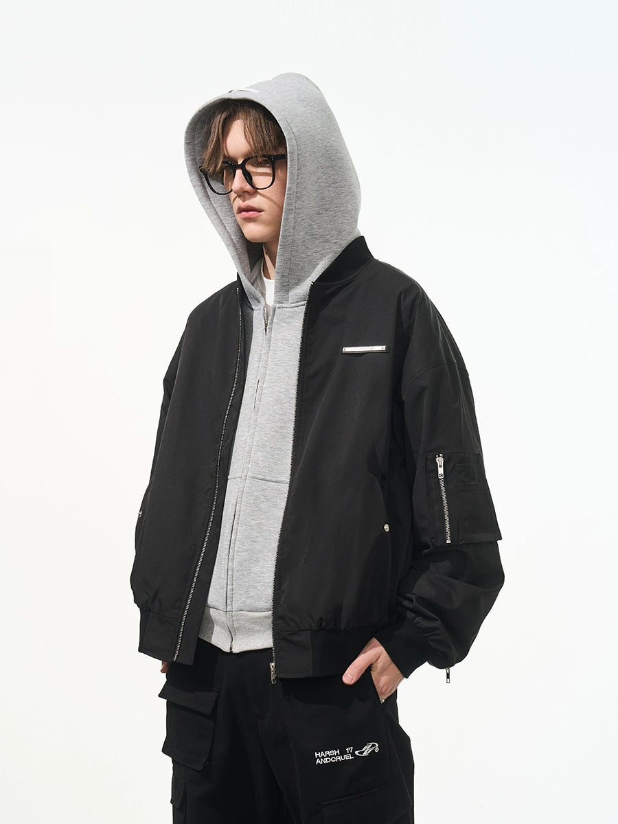 Harsh and Cruel Nylon Zipper Bomber Jacket