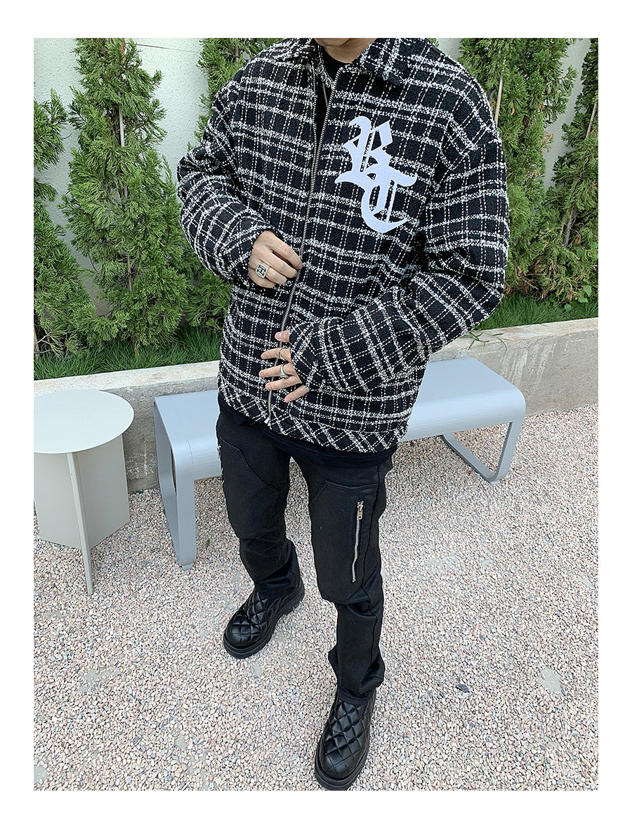 Embroidered Plaid Shirt Jacket