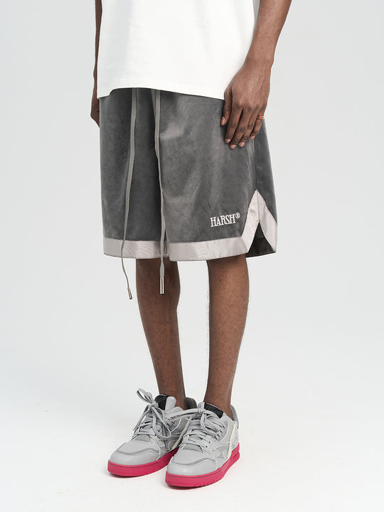 Harsh and Cruel Embroidered Logo Velvet Basketball Shorts