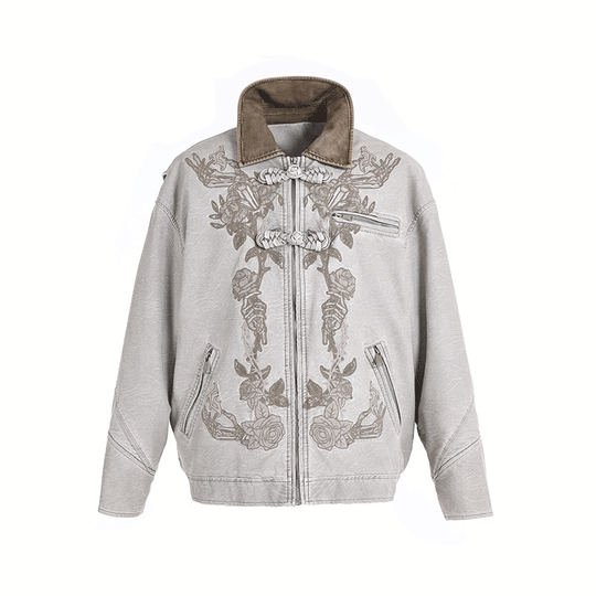 JHYQ Coiled Buckle PU Leather Jacket