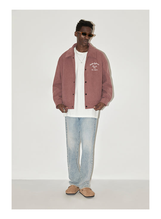 EMPTY REFERENCE Embroidered Diamond Check Pattern Corduroy Jacket