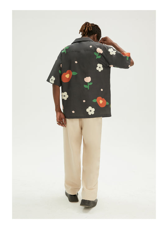 EMPTY REFERENCE Peach Flower Short Sleeve Shirt