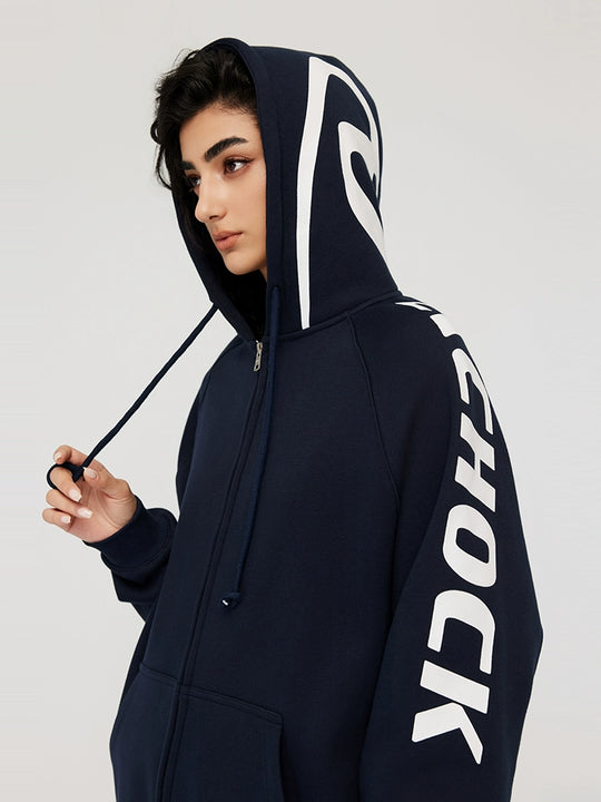 Achock Side Logo Print Zipper Hoodie