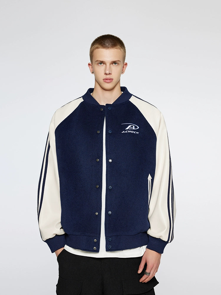 Achock Contrasting Color Shoulder Sleeve Baseball Jacket | Face 3 Face