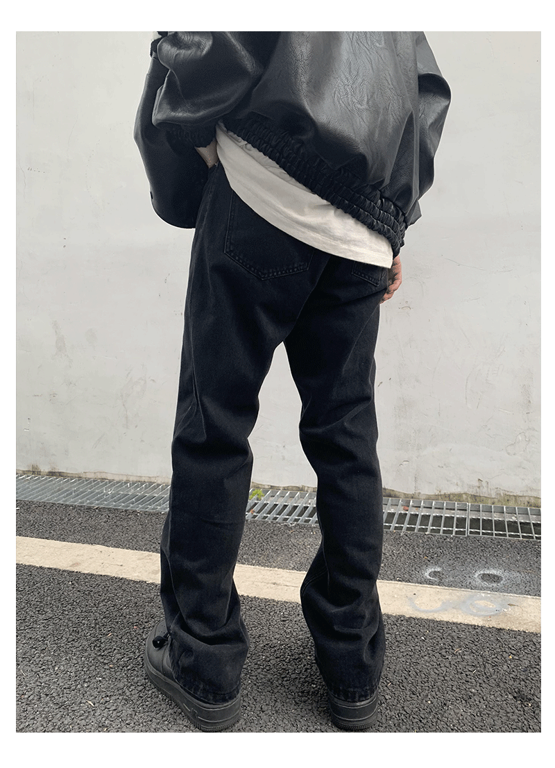 Zipper Design Black Jeans