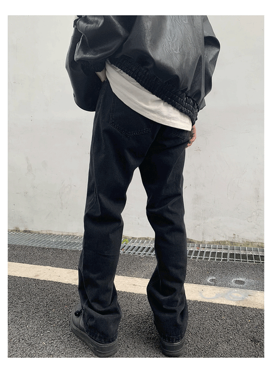 Zipper Design Black Jeans