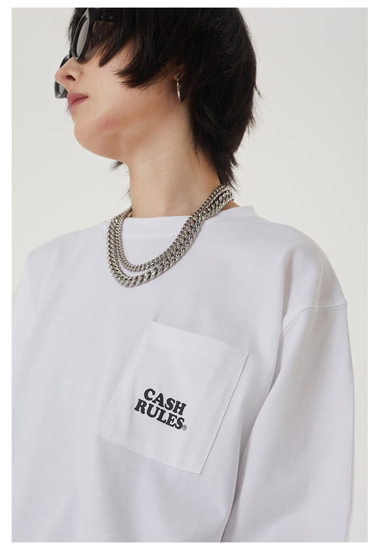 Cashrules Pocket Logo Print Long Sleeved Tee