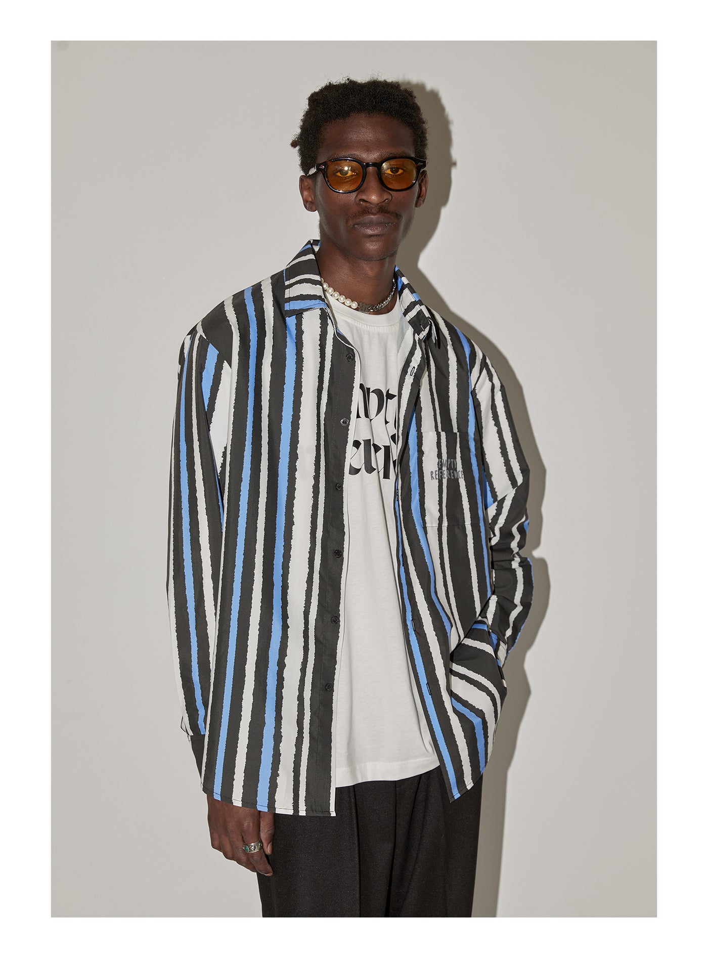 EMPTY REFERENCE Oil Painting Stripes Long Sleeved Shirt