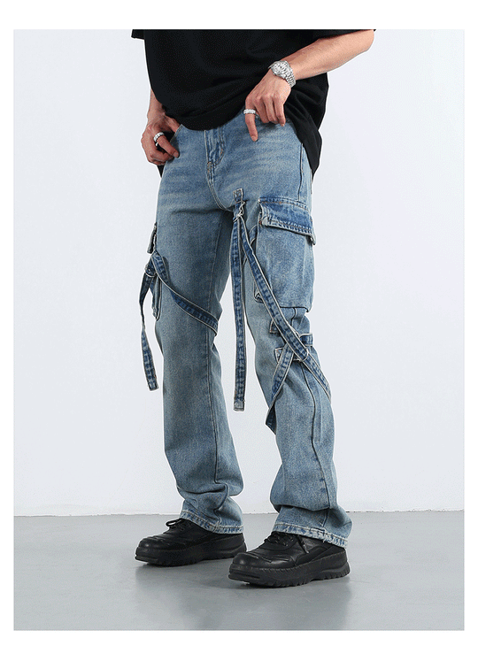 F3F Select Straps Washed Denim Jeans