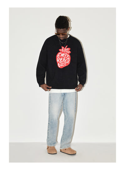 EMPTY REFERENCE I Love Strawberry Jacquard Knit Sweater