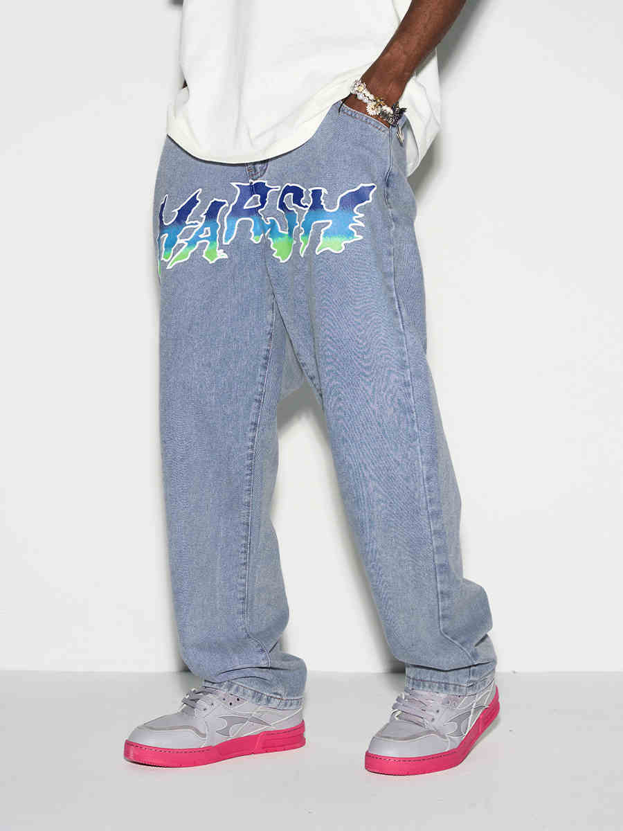 Harsh and Cruel Gradient Logo Loose Denim