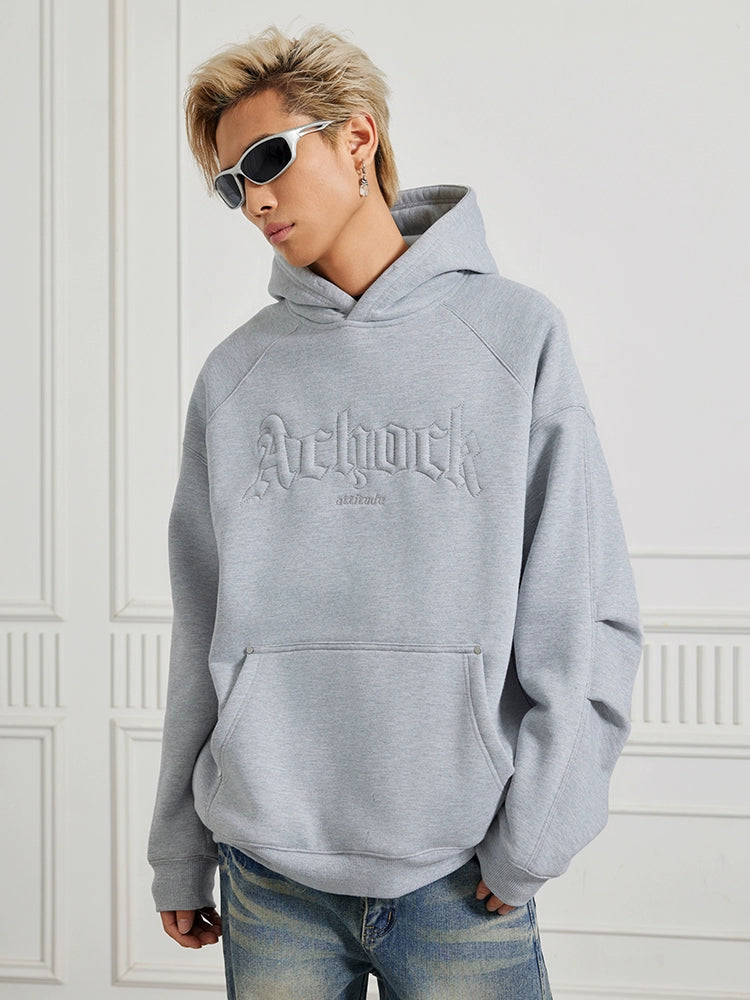 Achock Logo Embroidery Sleeve Pleats Hoodie