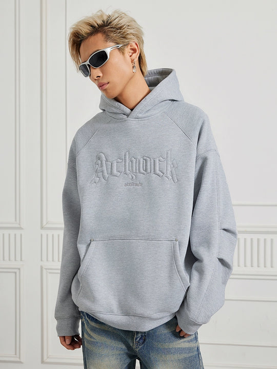 Achock Logo Embroidery Sleeve Pleats Hoodie