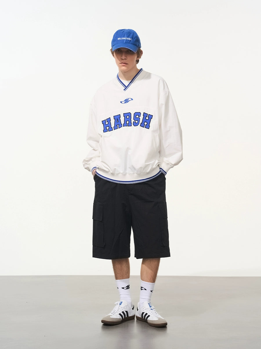 Harsh and Cruel V-Neck Embroidered Baseball Jersey