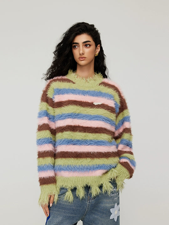 knitted sweater | Achock Gradient Striped Knit Sweater | Face 3 Face