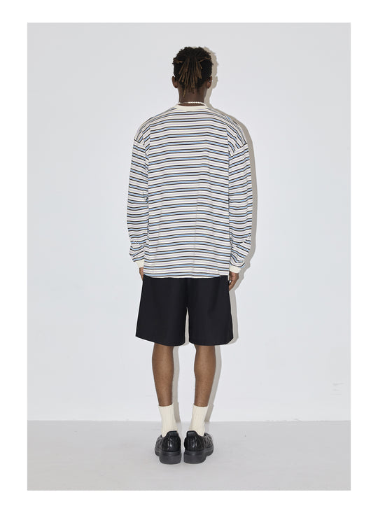 EMPTY REFERENCE Stripes Embroidered Long Sleeved Tee