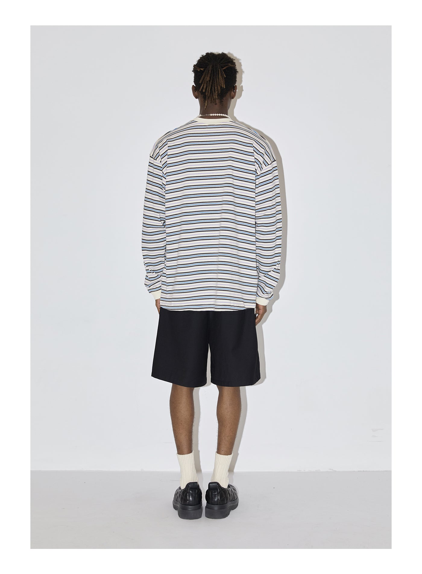 EMPTY REFERENCE Stripes Embroidered Long Sleeved Tee