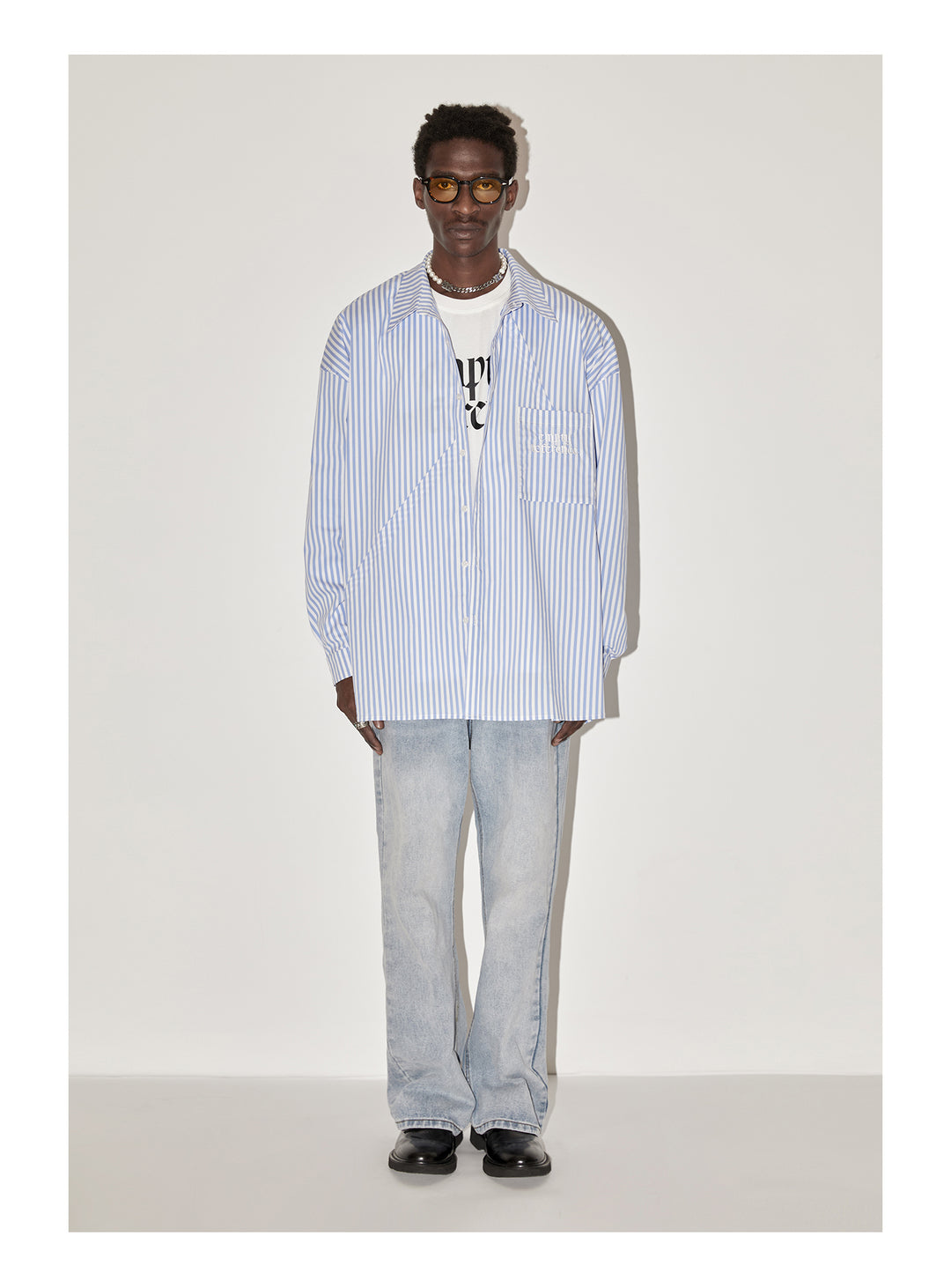 EMPTY REFERENCE Stripes Structured Long Sleeved Shirt