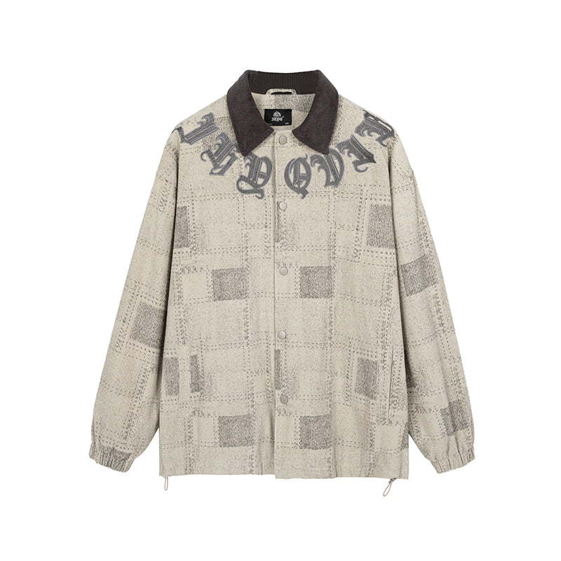 JHYQ Checkered Embroidered Corduroy Jacket – Face 3 Face