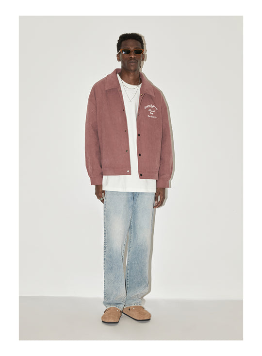 EMPTY REFERENCE Embroidered Diamond Check Pattern Corduroy Jacket