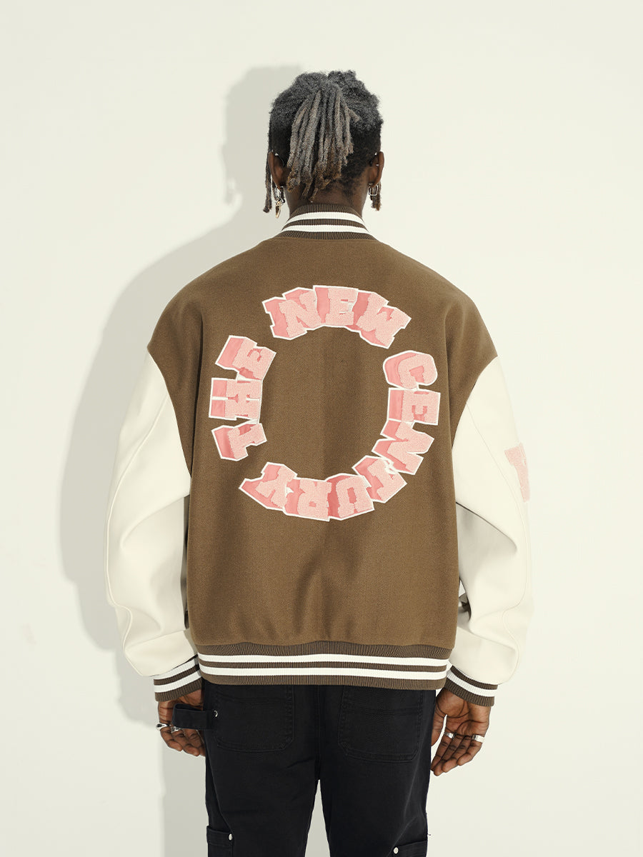 Harsh and Cruel 3D Ring Circular LOGO Embroidered Varsity Jacket | Face 3 Face