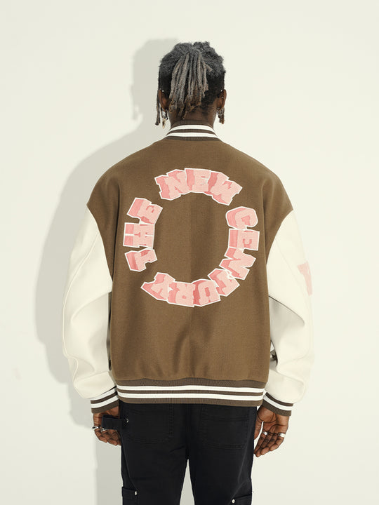 Harsh and Cruel 3D Ring Circular LOGO Embroidered Varsity Jacket | Face 3 Face