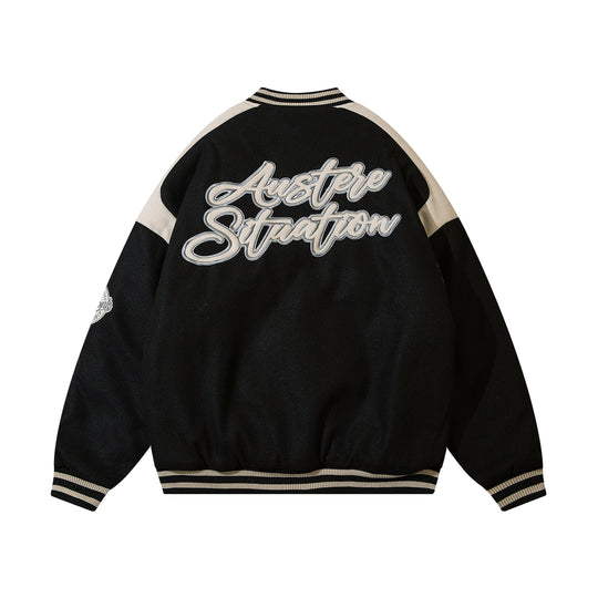 F3F Select Letter Logo Embroidered Varsity Jacket