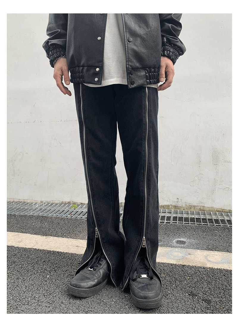 Zipper Design Black Jeans