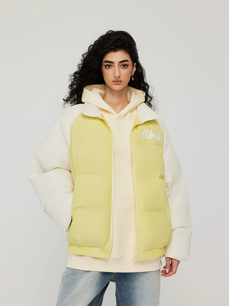 Achock Letter Printed Raglan Sleeve Warm Jacket