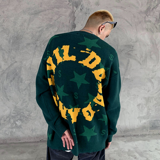 Star Circle Letter Knit Sweater