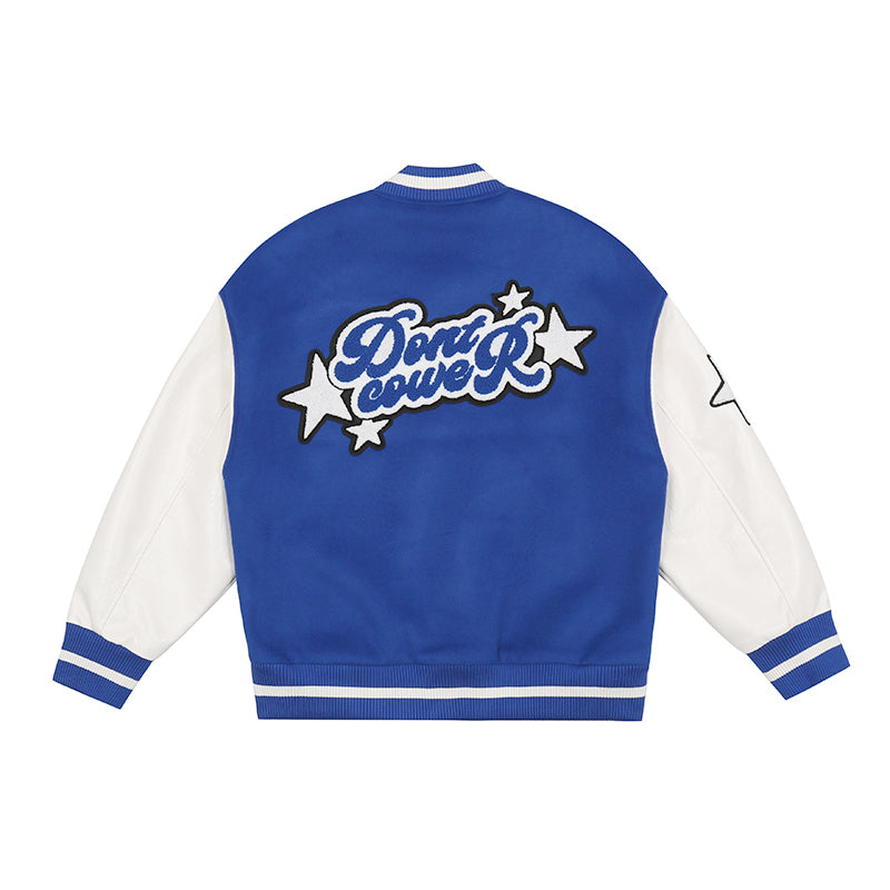 Don't Cower Embroidered Varsity Jacket