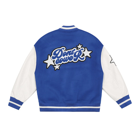 Don't Cower Embroidered Varsity Jacket