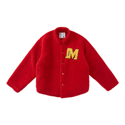 MEDM Logo Letters Embroidered Sherpa Fleece Boa Jacket | Face 3 Face