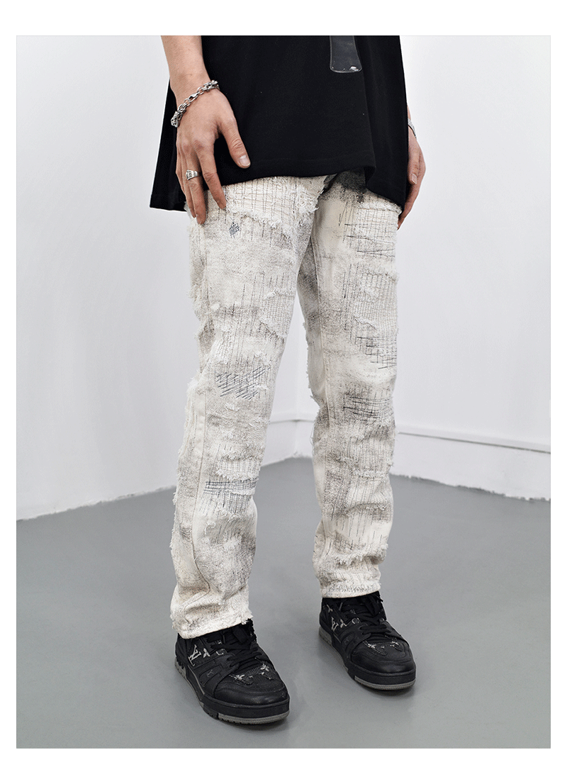 F3F Select Distressed White Denim Jeans