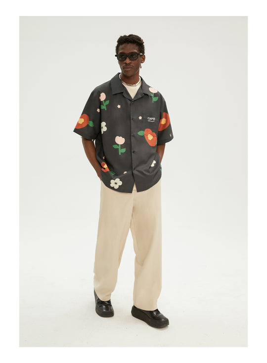 EMPTY REFERENCE Peach Flower Short Sleeve Shirt