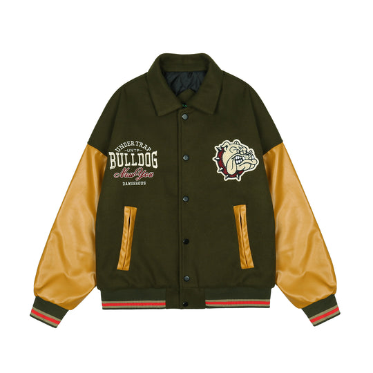 Bulldog Embroidered Varsity Jacket
