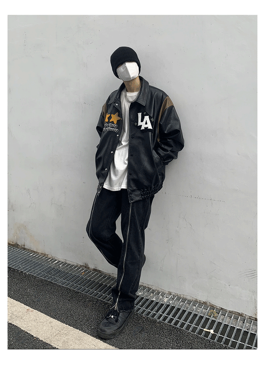 Zipper Design Black Jeans