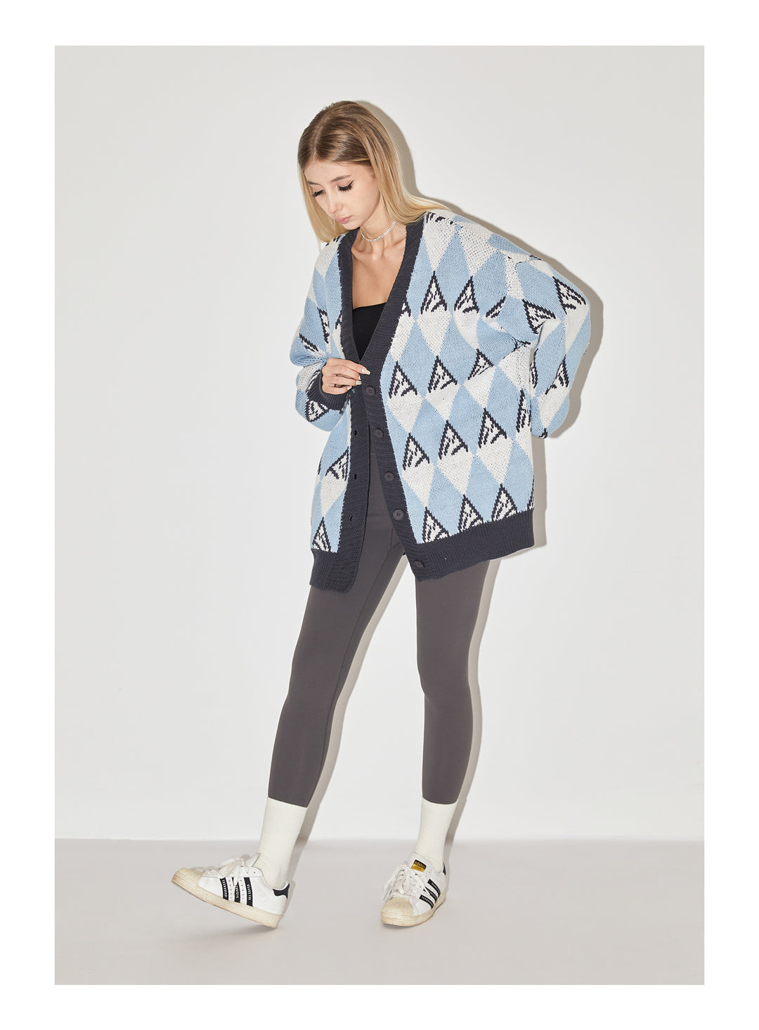 EMPTY REFERENCE Snow Mountain Stitching Cardigan