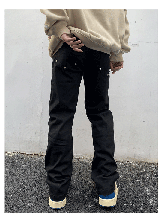 Rivets Waxed Cloth Black Denim Jeans