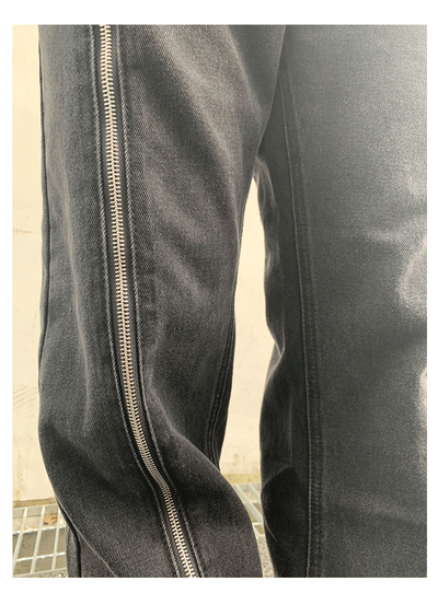 Zipper Design Black Jeans